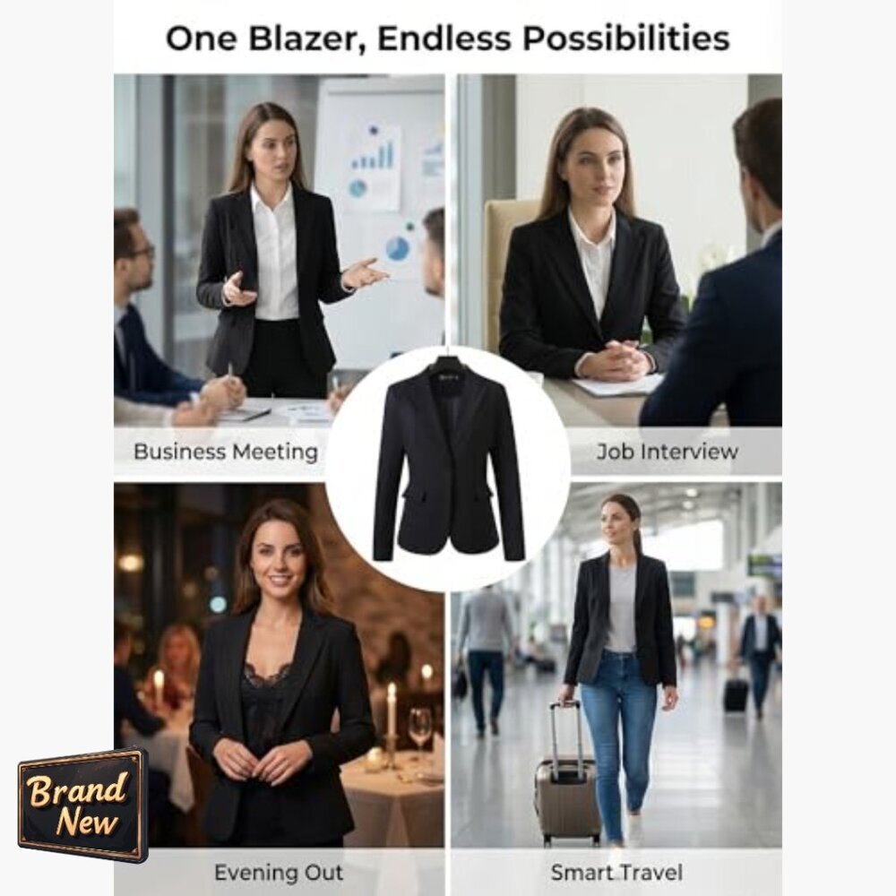 Slim Fit Blazer for Women, Office Casual Jacket with Recycled Polyester - Picture 5 of 7